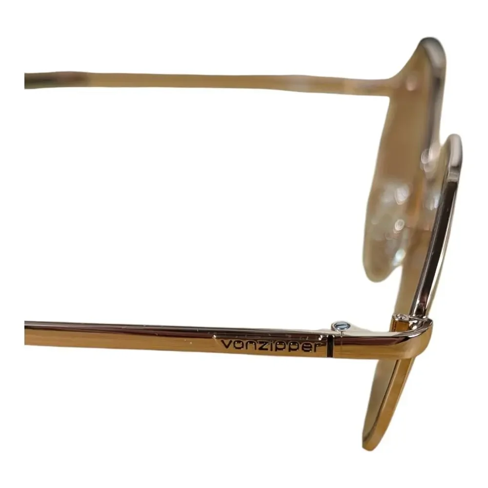VonZipper Pearl Sunglasses Octagon Pink Silver Lens Gold Metal Womens